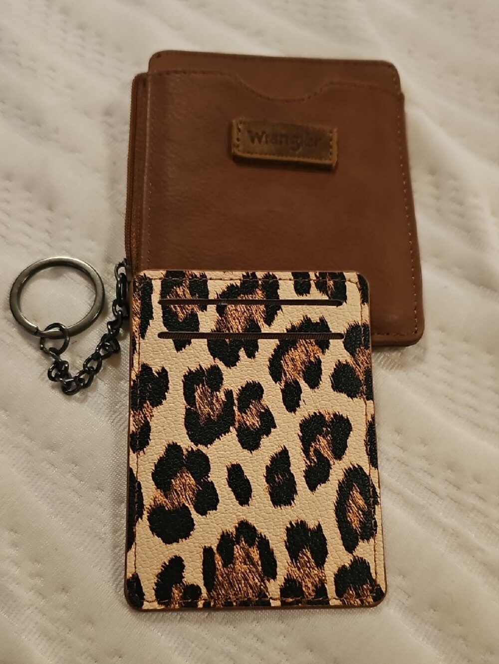 Wrangler Brown Leather ID Wallet with Keychain